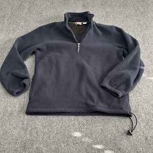 IZOD PerformX Pullover Mens M Blue Fleece‎ Quarter Zip Zip Pocket Drawcord Hem